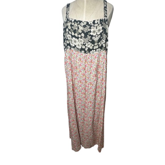 NATURAL LIFE Dresses & Skirts - Natural Life Maxi Dress XL Floral Black Pink Boho Artsy Cottagecore Lightweight